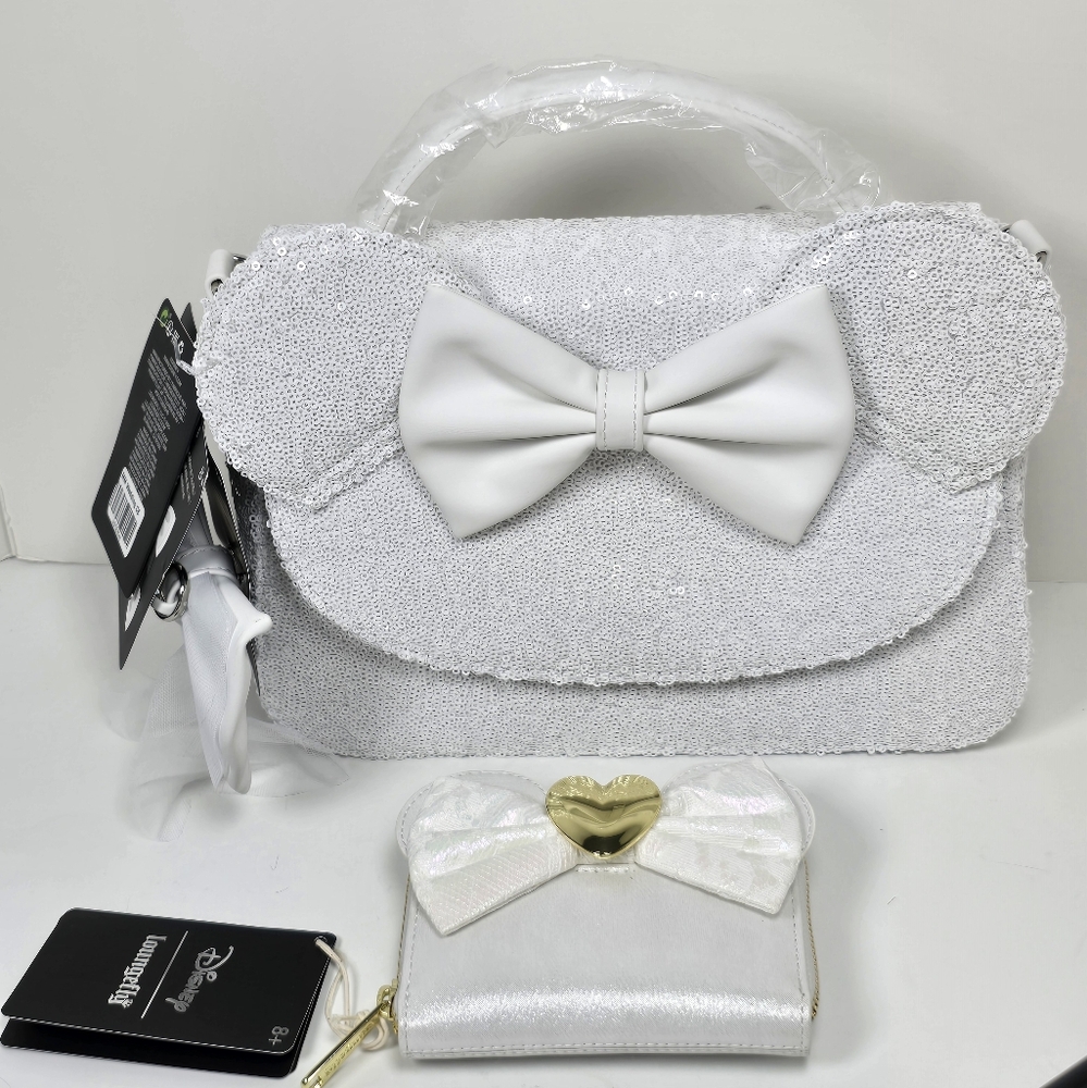 Loungefly Disney Minnie Mouse Wedding Bag Purse With Wallet Nwt - Picture 1 of 8